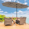 Large Patio Umbrella with Base Included, Double-Sided Rectangle Market Umbrella with Cross Base and Sandbag for Pool Lawn Garden - 3 of 4