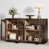 4-Door Arched Glass Sideboard Buffet Cabinet, Adjustable Shelves, Cable Management, Rubberwood Base, MDF with Oak/Birch Veneer, for Kitchen - 3 of 4