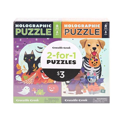 Crocodile Creek Holographic 2 for 1 Puzzle Spooky Pets