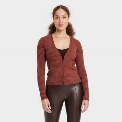 Brandy Melville Brown V-Neck Cardigan - Medium – Zoehify