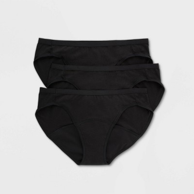 Hanes Women's 3pk Comfort Period and Postpartum Moderate Leak Protection Bikini Underwear - Black 5