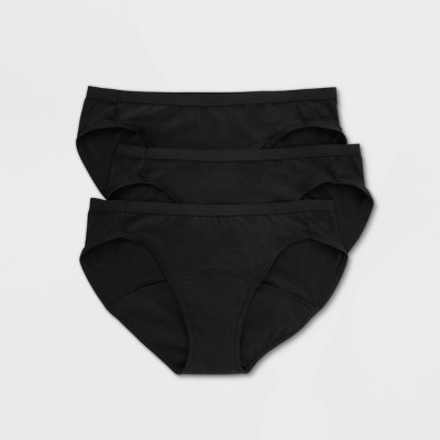 Image of Hanes Premium Women's 3pk Comfort Period and Postpartum Moderate Leak Protection Bikini Underwear - Black 7