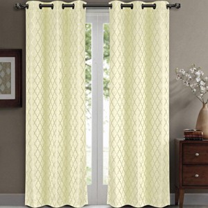 Willow Geometric Jacquard Thermal-Insulated Blackout Curtain Panels (Set of 2) - 1 of 4