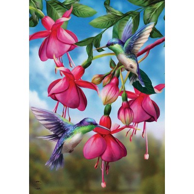 Flight of the Hummingbirds Multicolor Polyester Garden Flag