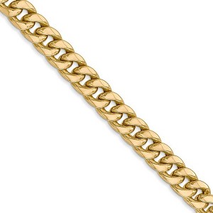 Black Bow Jewelry Men's 6mm 14k Yellow Gold Hollow Cuban Curb Chain Necklace - 1 of 4