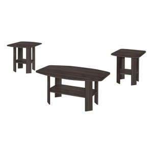 Monarch Specialties Table Set 3Pcs Set Coffee End Side Accent Living Room Laminate Brown Transitional - 1 of 4