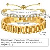 2pcs Gold Chain Link Bracelet, Stainless Steel Crystal Friendship Bracelets Bangle,Watch Band Chains Wristband - 3 of 4