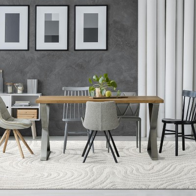 Cream Geometric Swirl 8' x 10' Synthetic Area Rug
