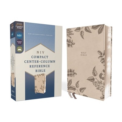Niv, Compact Center-Column Reference Bible, Leathersoft, Stone, Red Letter, Comfort Print - by  Zondervan (Leather Bound)