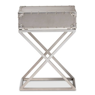 William Silver Metal 1-Drawer Industrial Nightstand