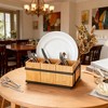 4 in-1 Bamboo Utensil Caddy with Removable Divider - Portable Kitchen & Dining Organizer for Cutlery, Napkins, Plates, (Iron Frame + Wooden Tubs) - 4 of 4
