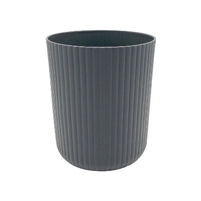 LunaLulinlk Gray 1.64 Gallon Plastic Ribbed Wastepaper Basket