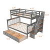 Grungis Twin Over Full Loft Bed with Drawers and Storage Shelves,Modern Bunk Bed with Ladder and Guardrails,Loft and Bunk Bed for Bedroom - 3 of 4