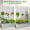 73x47 Metal Planter Box with Trellis,Raised Garden Bed with Wheels,Garden Box with Privacy Screen Drainage Holes for Climbing Plants Flower Vegetable - 2 of 4