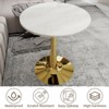 Sapphtopaz Modern Round Dining Table with Tapered Pedestal Base Coffee Table with Faux Marble Finish Kitchen Table for Living Room - 3 of 4