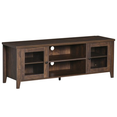 HOMCOM Modern TV Stand, Entertainment Center with Shelves and Cabinets for Flatscreen TVs up to 60" for Bedroom, Living Room