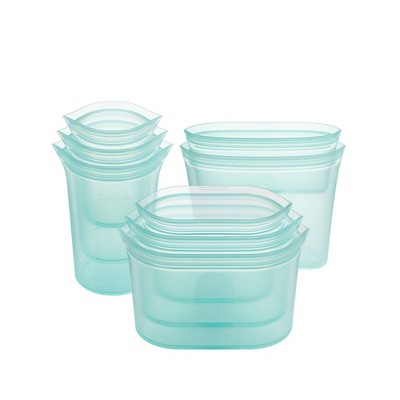 Image of Zip Top Reusable 100% Platinum Silicone Container - Complete Set - Teal