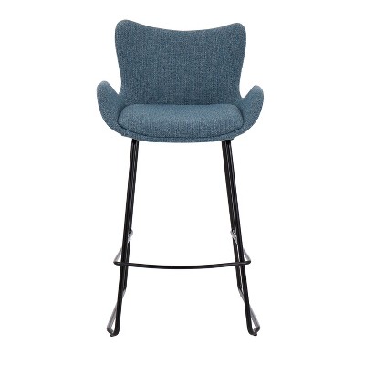 Tara Modern Blue and Black Metal Counter Stool - Set of 2