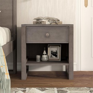Nightstand, Side Table, Mid Century Modern Nightstand, Solid Wooden Bedside Table With Drawer, Opening Storage Space - 1 of 4