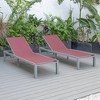 LeisureMod Marlin Patio Chaise Lounge Chair With Grey Aluminum Frame Set of 2 - 2 of 4