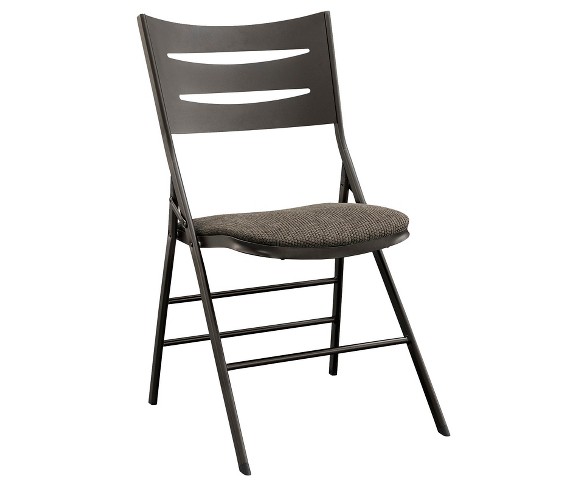 Sudden Comfort  Destiny 3 Slat Black Folding Chair (Set of 4) - Cinnabar - Meco