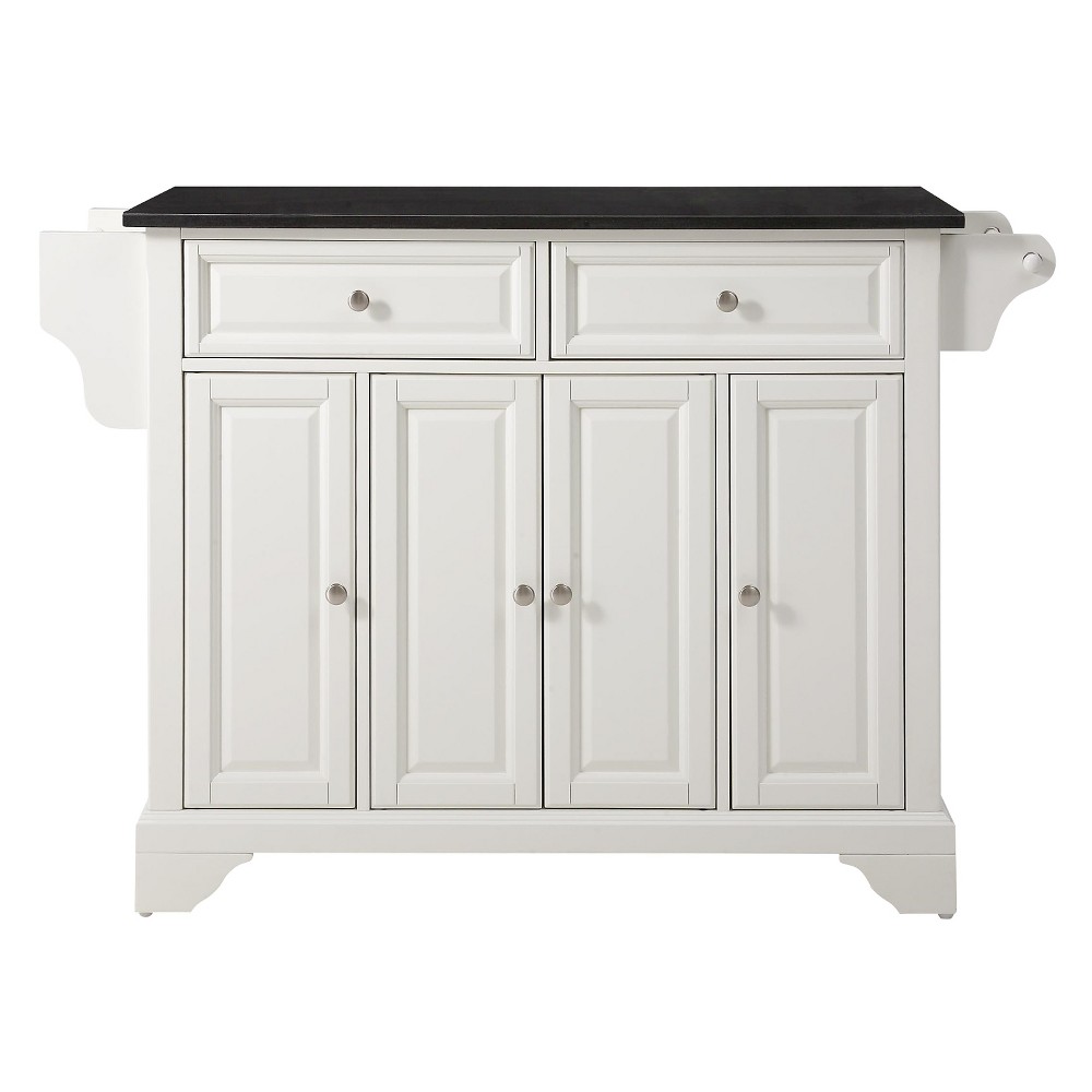 LaFayette Solid Black Granite Top Kitchen Island - White - Crosley: Hardwood Frame, Towel Bar, 6 Shelves, 4 Doors