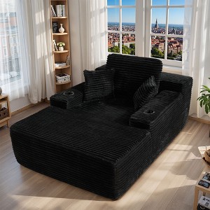 XIZZI 67" Oversized Chaise Lounge Indoor, No Assembly Required, Upholstered Sofa Bed with Throw Pillows & Optional Cup Holder for Extra Comfort - 1 of 4
