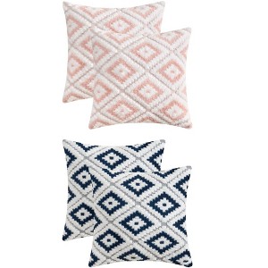 REGALWOVEN 4 Pcs Geometric Pattern Soft Short Plush Decorative Throw Pillow Covers - 1 of 4