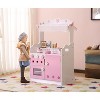 Infurnic Play Food and Toy Kitchens, Kids Funnel 2 In 1 Pink Pretend Kitchen and Market Stal, Playset for Toddler, Pink, 23.62"*16.92"*38.19" - 2 of 4