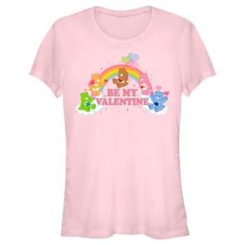 Juniors Womens Care Bears Valentine's Day Be My Valentine Rainbow T-Shirt