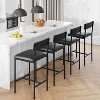 Set of 4 Bar Stools - PU Upholstered Counter Height w/Back & Footrest for Apartment, Counter Bar, Easy Assembly - 3 of 4