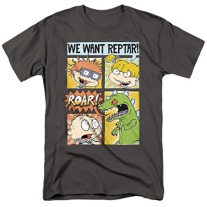 Rugrats We Want Reptar! Comic Adult T-Shirt Charcoal - 1 of 4
