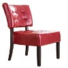 TOAOTBNBO Button Tufted Pattern Accent Chair with Curved Back, PU Leather Armless Chair with Wood Legs Upholstered Chair Lounge Chair for Bedroom - 2 of 4