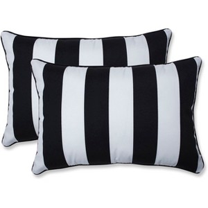 Cabana Stripe 2pc Outdoor Throw Pillows - Pillow Perfect - 1 of 2