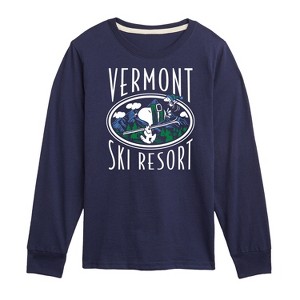 Boys' - Peanuts - Snoopy and Woodstock Vermont Ski Resort Long Sleeve Graphic T-Shirt - 1 of 4