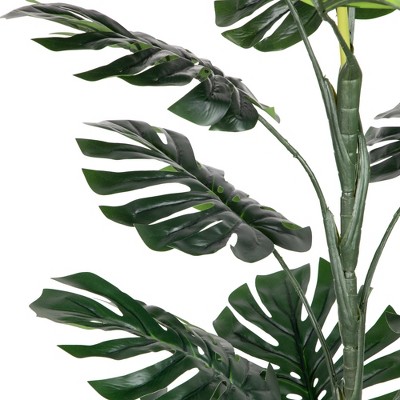 50" Green and Black Plastic Monstera Plant in Pot