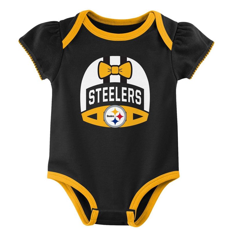 NFL Pittsburgh Steelers Baby Girls&#39; Onesies 3pk Set, 4 of 5