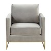 LeisureMod Lincoln Accent Arm Chair Upholstered in Velvet with Gold Frame - 3 of 4