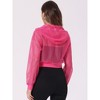 INSPIRE CHIC Women's Zip Up Fashion Mesh Sheer Hoodie Bomber Jackets with Pocket - 3 of 4