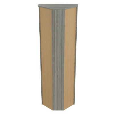 Smoke Oak 76'' Corner Bookshelf with Concealed Storage