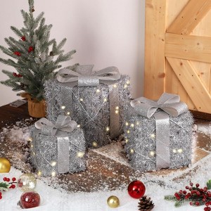 TackView Set of 3 Christmas Lighted Boxes, Christmas Boxes Present Decorations Outdoor Yard - 1 of 4