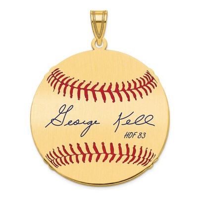 Black Bow Jewelry 14K Gold Plated George Kell Signature LG Enamel Baseball Pendant