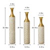 Angel Sar 3 Piece Gold Ice Crackle Vase Set, Tall White Metal Vases with Cracked Glaze Pattern, 33.86" 29.3" 24.6" H Floor Decor - 3 of 4
