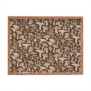 Avenie Mushrooms In Neutral Brown Rectangular Tray -Deny Designs - 1 of 2