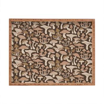 Avenie Mushrooms In Neutral Brown Rectangular Tray -Deny Designs
