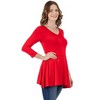 24seven Comfort Apparel Womens Three Quarter Sleeve V-Neck Tunic Top - 2 of 4