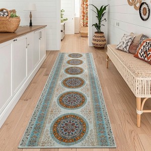 Nasitip Bohemian Floral Area Rugs for Living Room Soft Low Pile Non-Sliping, Machine Washable - 1 of 4