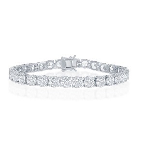 Bella Silver Sterling Silver, 6mm Prong-Set Round CZ, Tennis Bracelet - Silver - 7.5 Inch - 1 of 2