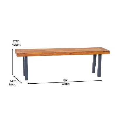 Martindale Solid Acacia Wood Patio Dining Bench with Black Legs