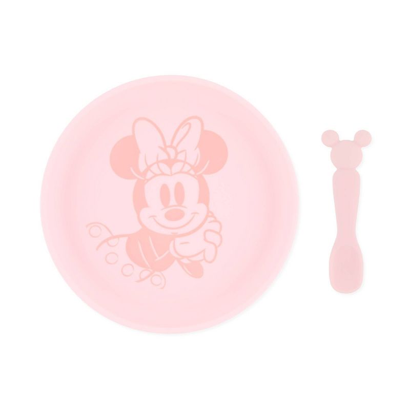 Disney Bumkins 2pc Disney Minnie Mouse Feeding Set - Salmon Pink, 1 of 7